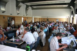 der Saal und Delegierte